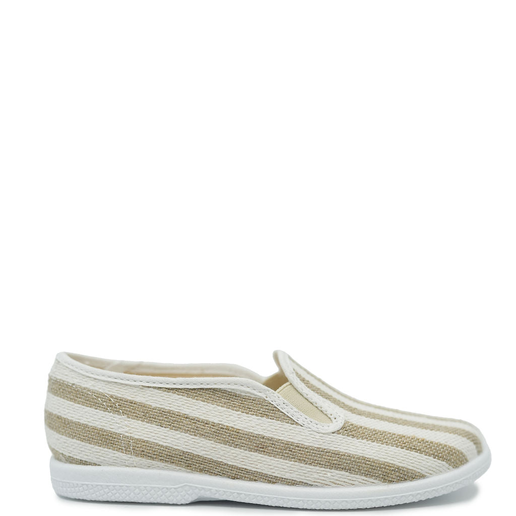 Pepe Linen Stripe Slip On Shoes for Men & Women - Breathable Comfortable Casual Loafers for Summer Beach, Travel & Home Wear