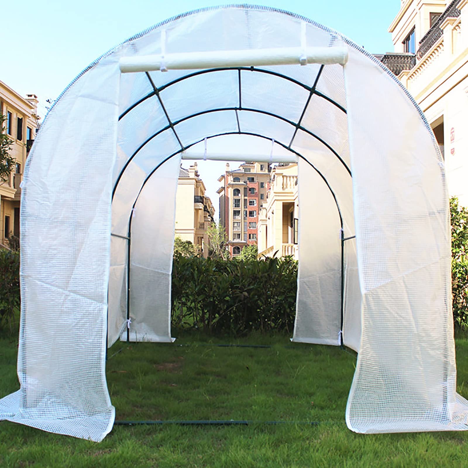 Heavy Duty Walk-in Greenhouse Tent with 2 Zipper Doors & PE Cover - 2.9x1.2x1.5m Winter Hot House for Outdoor Gardening, Rainproof Warmhouse for Patio, Backyard & Plant Protection