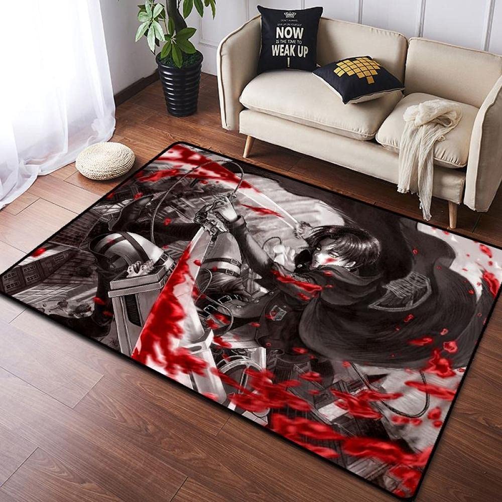 Attack on Titan Anime Rug - Slip & Stain Resistant Soft Carpet for Boys & Girls - 60x90cm to 100x160cm - Perfect for Gaming Rooms, Bedrooms & Home Decor