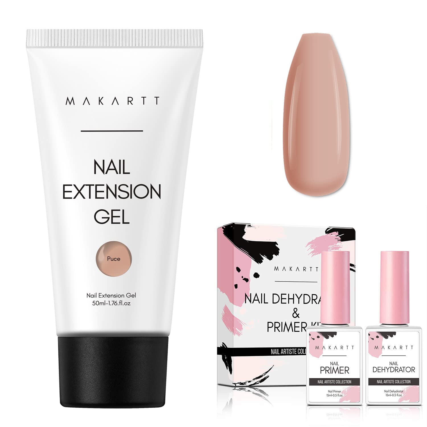Makartt 50ML Poly Nail Extension Gel Kit - Nude Color Day-dream Bundle with Nail Dehydrator, Primer & Bonder for Professional Nail Prep | Perfect for Salon, Home Manicures & DIY Nail Art
