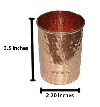 Pure Copper Hammered Water Storage Tank & Bottle Set - 4 Liter Capacity, Blue Pot with Tumbler - Traditional Handcrafted Copperware for Ayurvedic Water Purification, Home Decor & Wellness Rituals