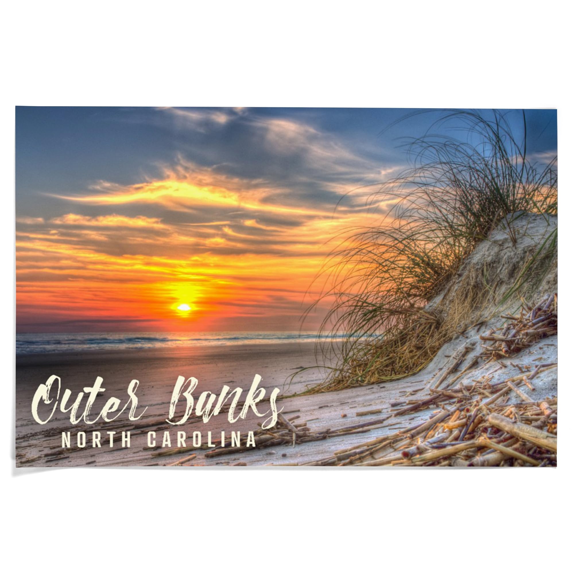 Lantern Press 36x54 Inch Giclee Art Print - Outer Banks North Carolina Sunset Beach Wall Decor | Coastal Home Decor & Living Room Wall Art