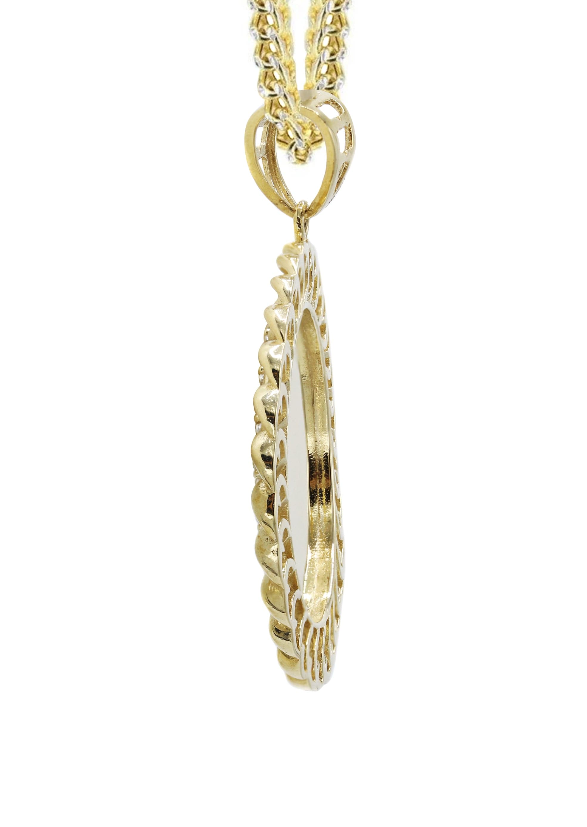 10K Yellow Gold Round Curb Picture Necklace - 19.9 Grams | Elegant Personalized Jewelry for Women, Perfect for Anniversaries, Birthdays & Gifts