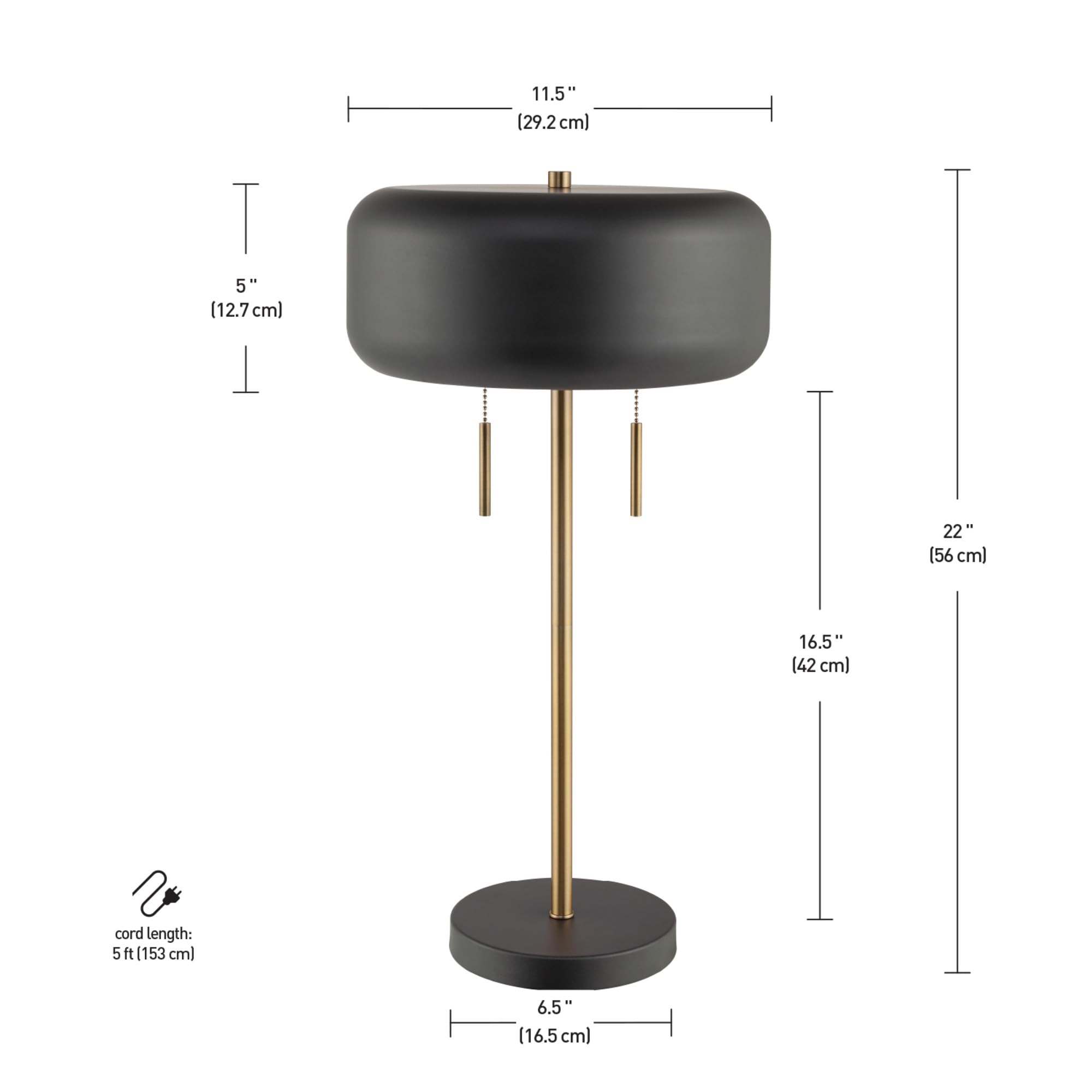 Globe Electric 67347 22-Inch 2-Light Table Lamp in Metallic Dark Gray - Dual Pull Chain Bedside Lamp for Living Room, Bedroom & Home Office - Perfect for Nightstand Lighting & Home Décor