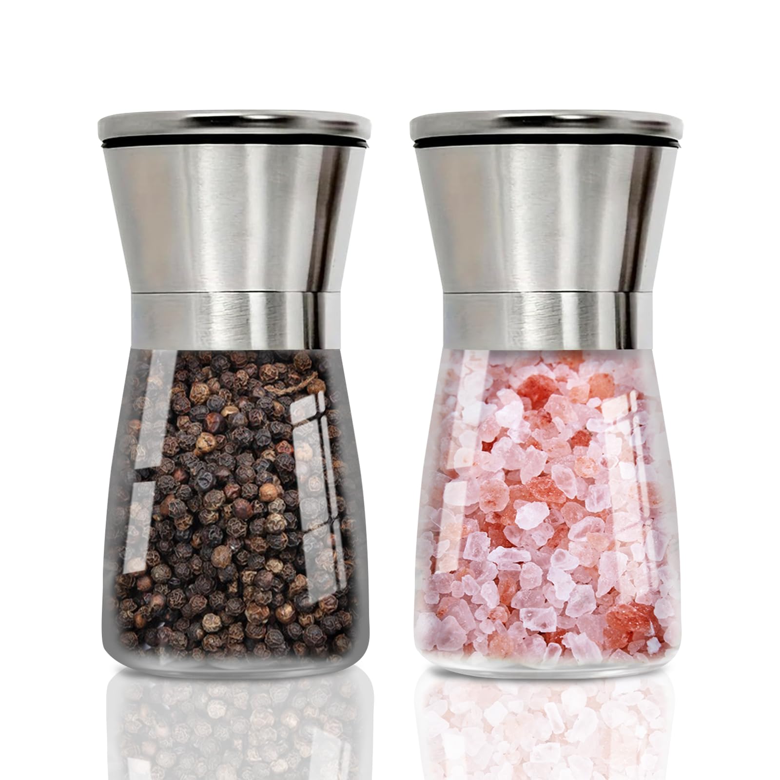 Premium Stainless Steel Salt and Pepper Grinder Set - Adjustable Coarseness, Refillable Manual Spice Mill for Kitchen, Dining Table & Outdoor BBQ | Perfect for Home, Restaurant & Camping Use