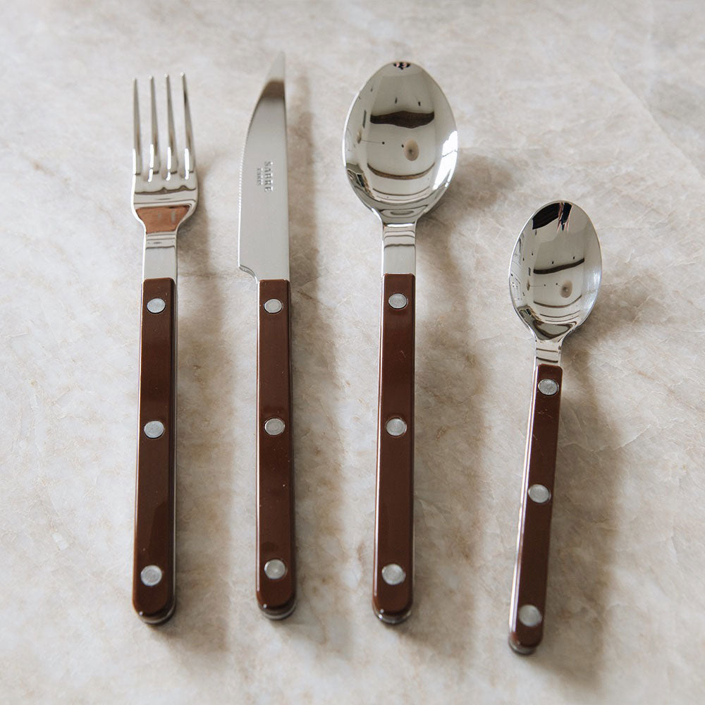 Premium Chocolate Flatware Set - 24-Piece Stainless Steel Dessert Forks & Spoons for Cake, Ice Cream, and Candy - Elegant Party & Wedding Serving Utensils