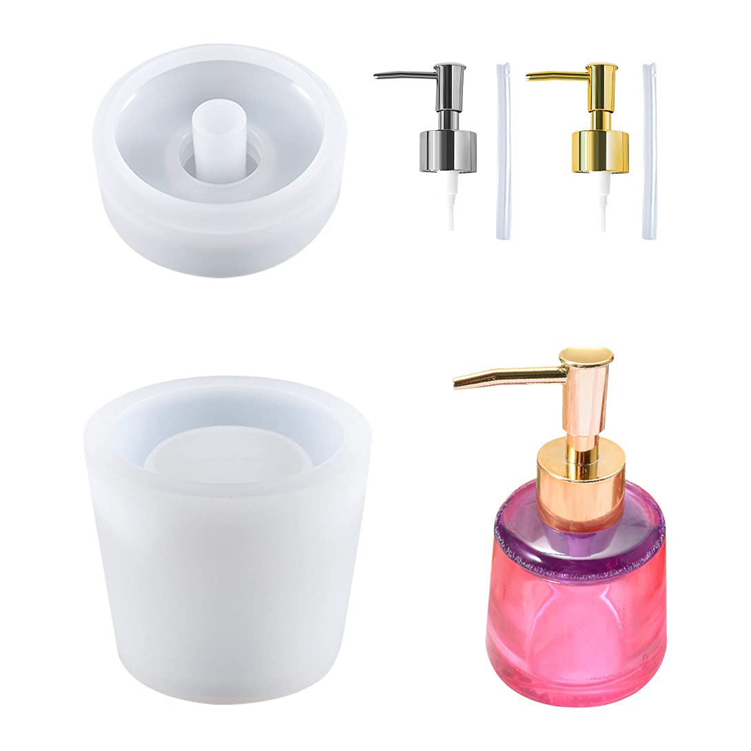 Koonafy 6-Piece Silicone Resin Molds Set - DIY Epoxy Casting Molds for Lotion Dispensers, Bottles with Pump & Straw - Perfect for Kitchen, Bathroom, Pen Holder - Great for DIY Crafts, Home Decor & Gift Making