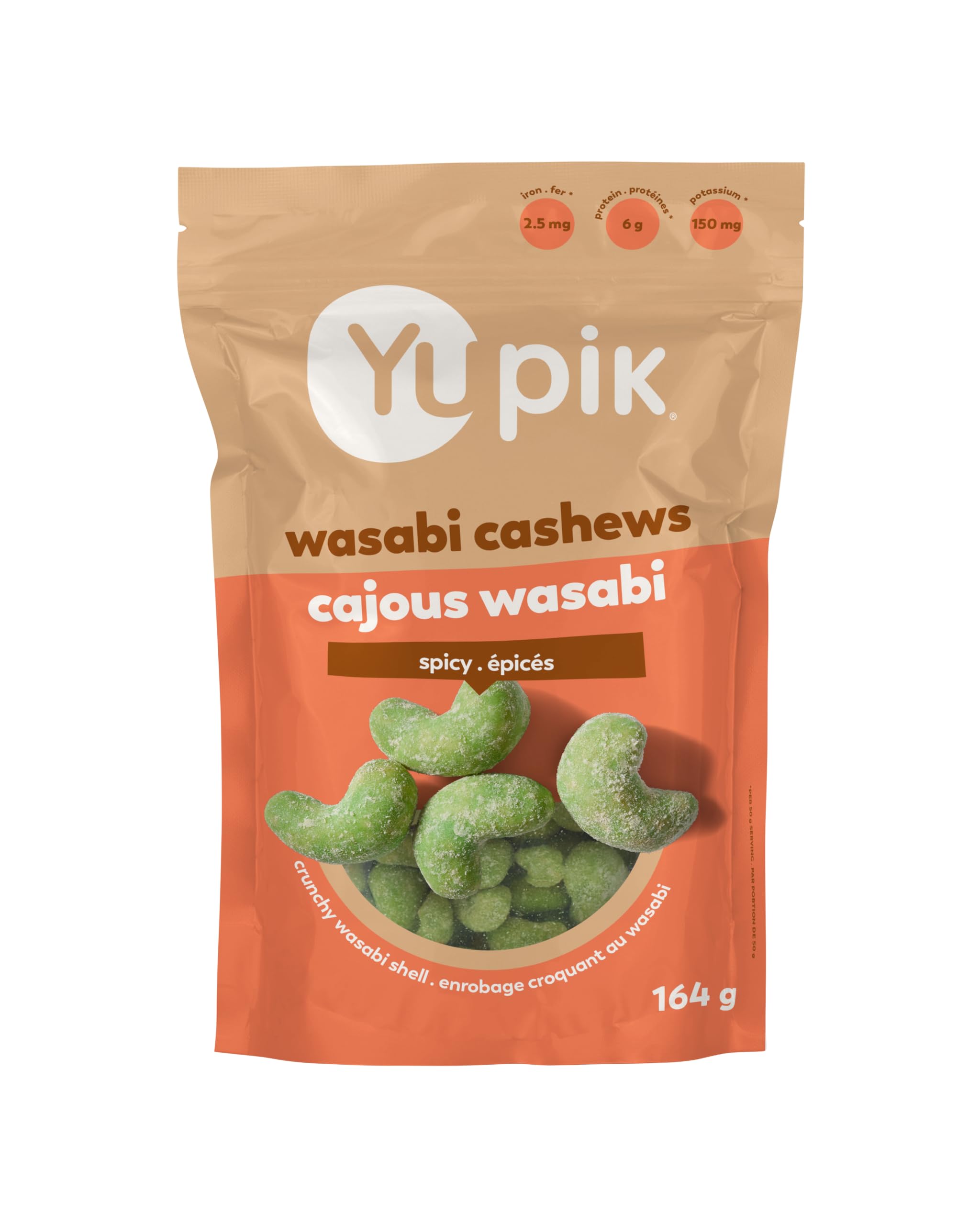 Yupik Wasabi Cashews 164g - Spicy Crunchy Cashews with Wasabi Coating - Asian Inspired Snacks for Sushi Lovers - Perfect for Parties, Game Nights & Movie Nights - Healthy Vegan Gluten-Free Snack