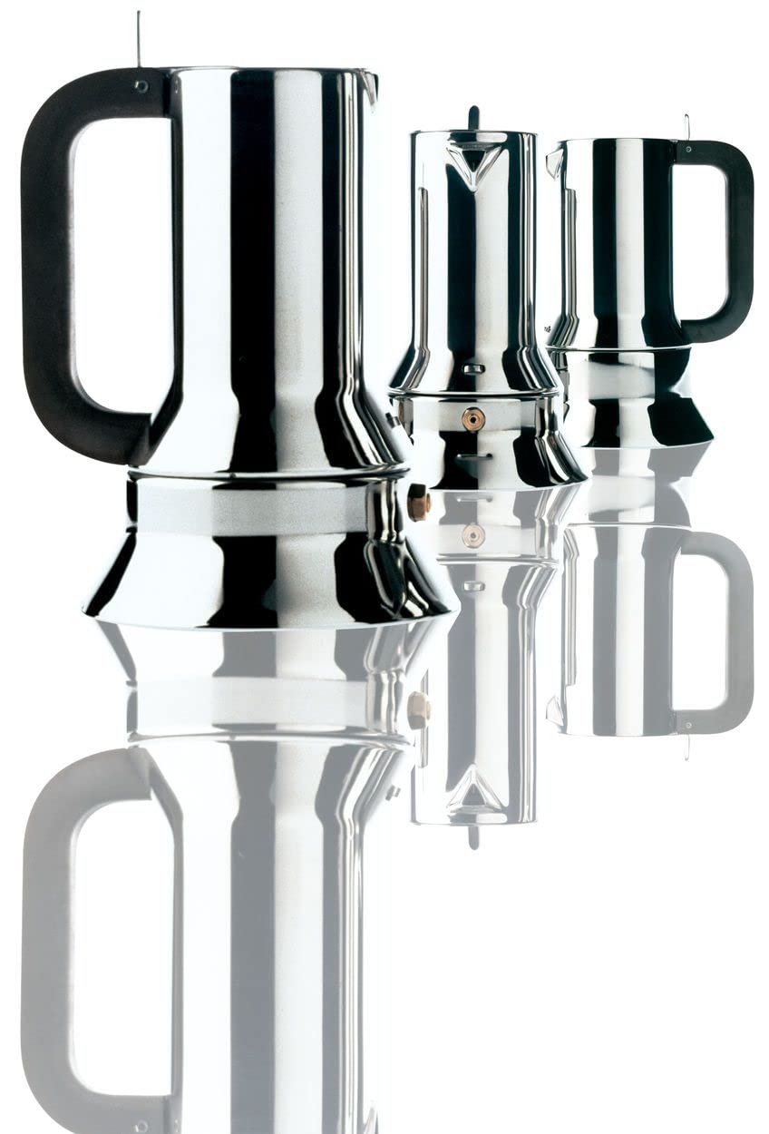 Alessi 9090/6 FM Stainless Steel Espresso Coffee Maker - Perfect for Home, Office & Italian-Style Coffee Brewing