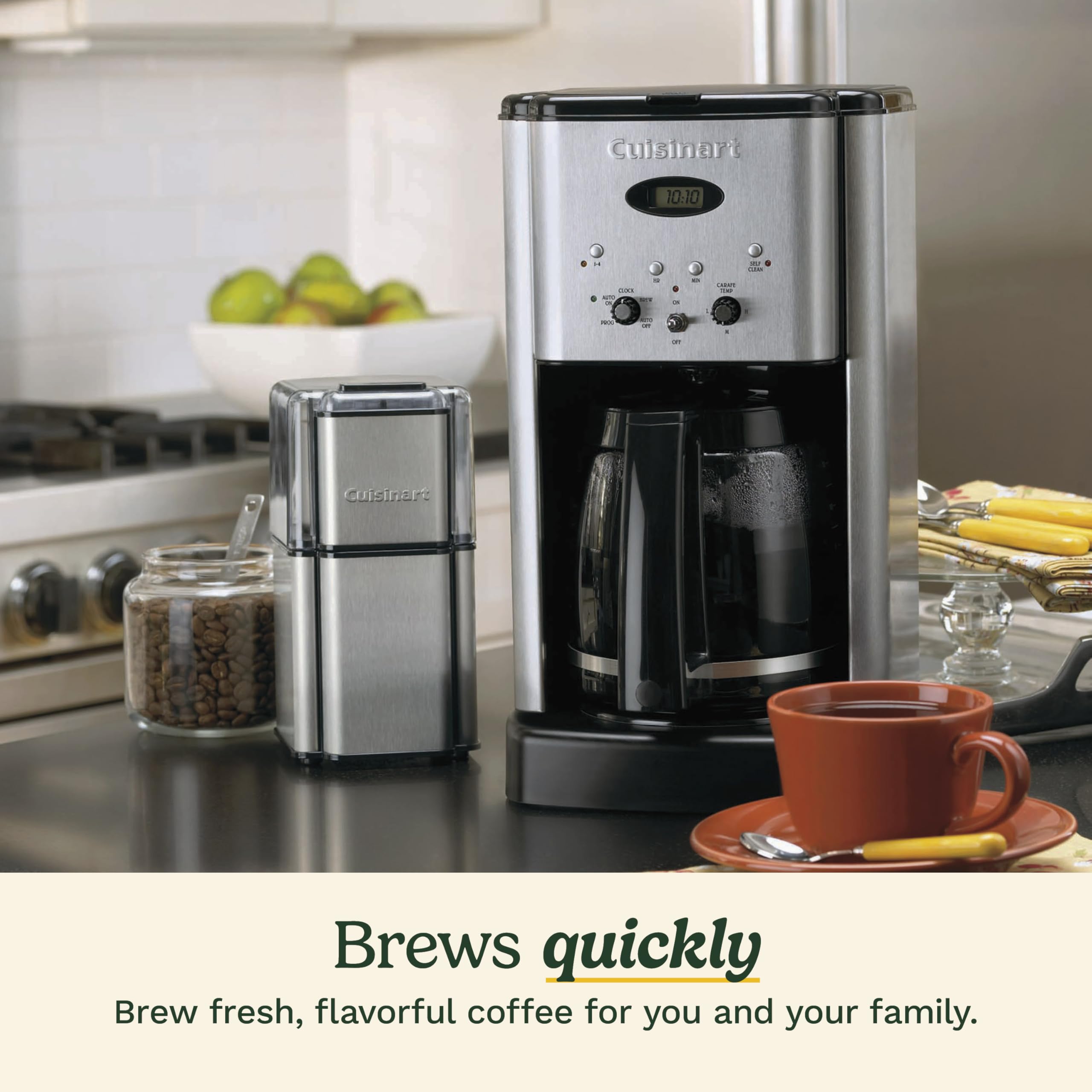 Cuisinart DCC-1200P1 12-Cup Programmable Coffee Maker with Glass Carafe - Brushed Chrome Finish - Perfect for Home, Office & Entertaining