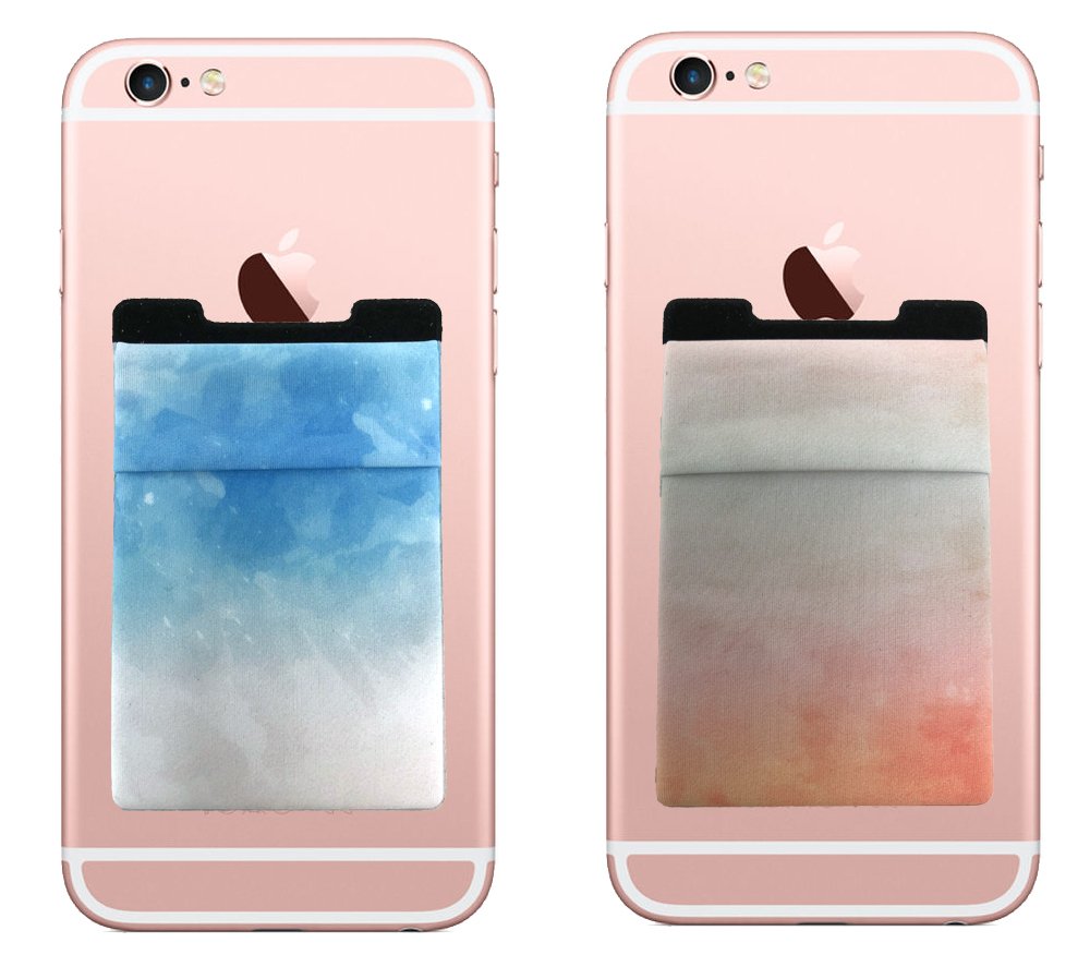 Stick-On Phone Wallet Case - Slim RFID Blocking Card Holder for Credit Cards & Cash | Secure & Stylish Watercolor Design | Perfect for Everyday Use, Travel & Hands-Free Convenience
