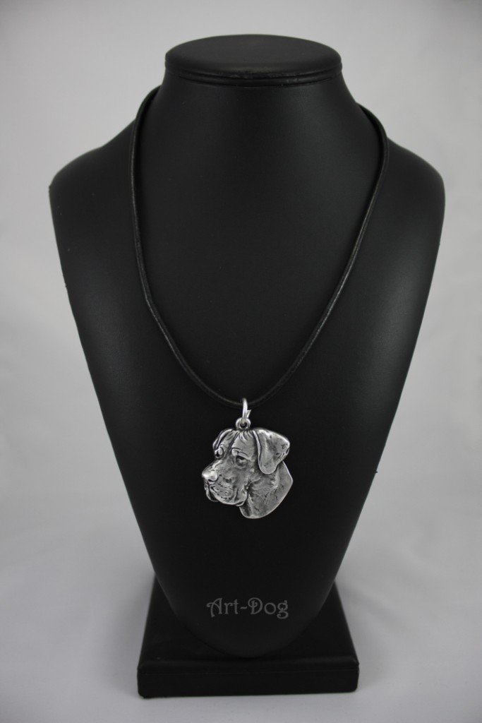Silver-Plated Dog Pendant Necklace with Leather Strap - Elegant Gift Box Included - Unisex Dog Breed Jewelry (Great Dane Design) - Perfect for Pet Lovers, Birthday Gifts & Special Occasions