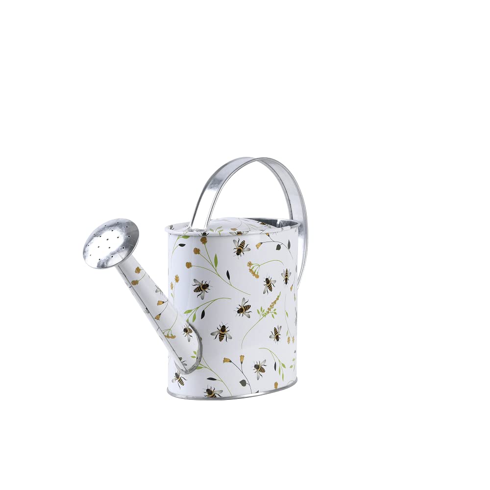 Esschert Design Bee Print Indoor Watering Can - 1L Small Watering Pot for Houseplants, Flowers & Herbs | Perfect for Indoor Gardening, Balcony Plants & Home Decor