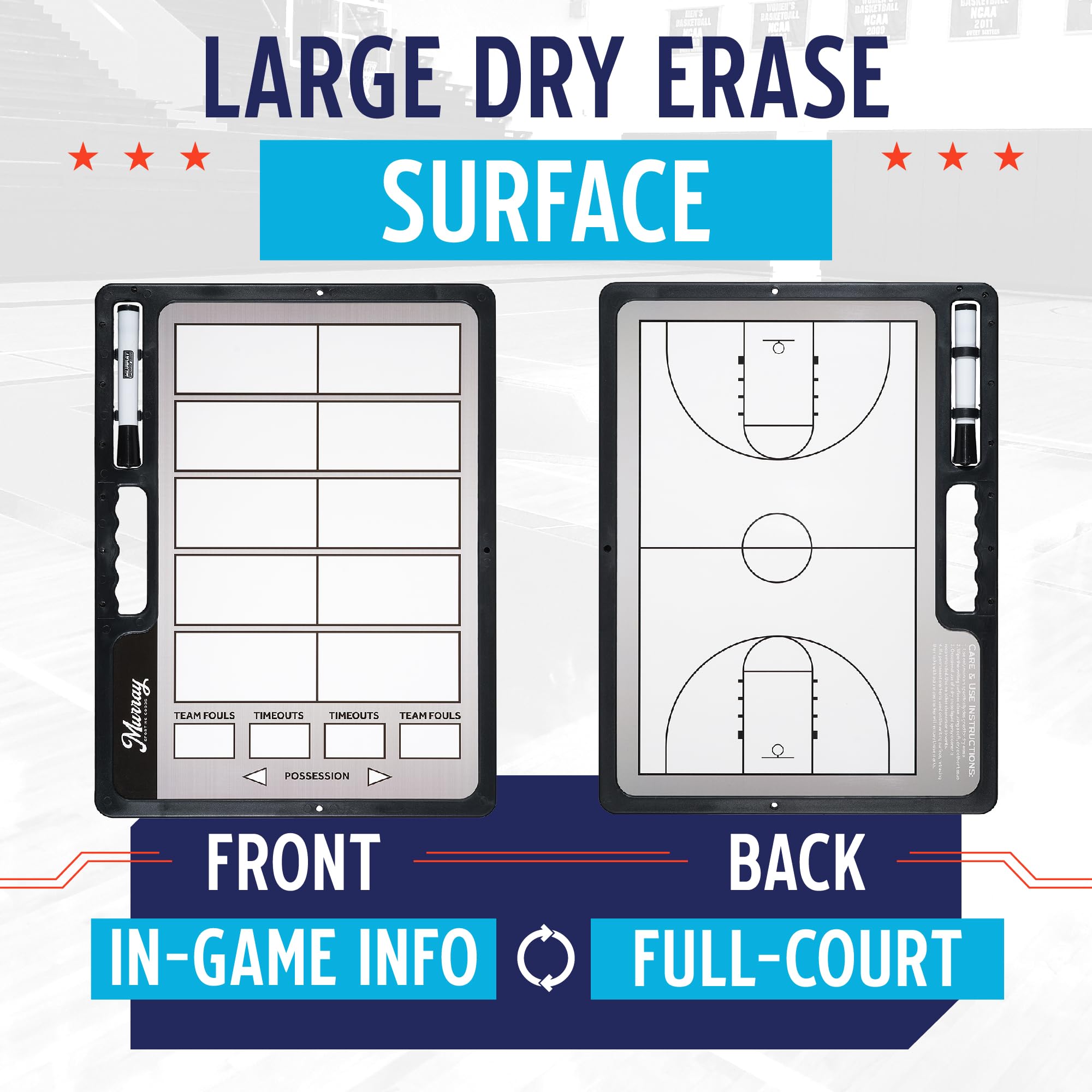 Premium Basketball Coaches Clipboard - Double-Sided Dry Erase Board for Timeouts & Plays | Durable Coaching Clipboard for Basketball Games, Practices & Training Sessions