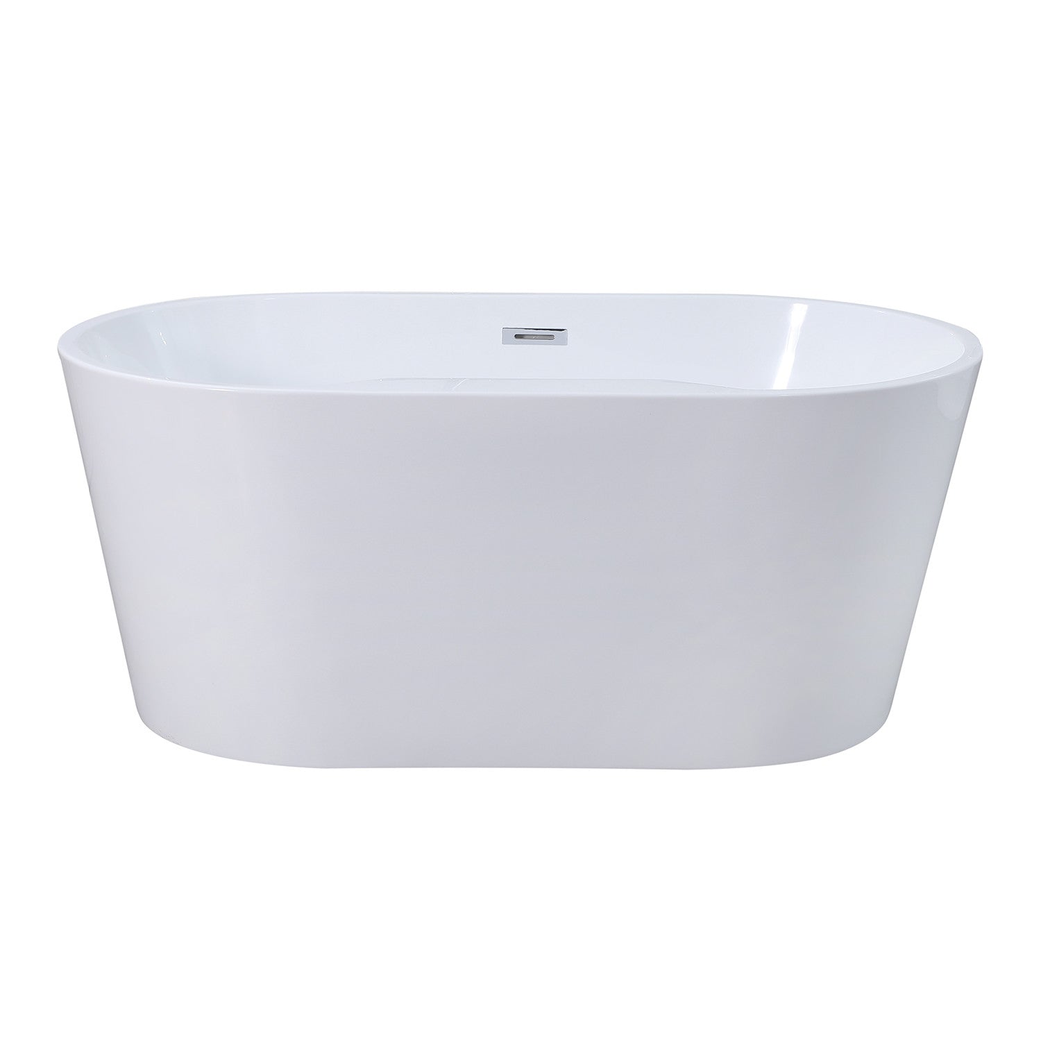 Aqua Eden 56 Inch Acrylic Oval Freestanding Bathtub - Glossy White Double Ended Soaking Tub with Drain | Luxury Bathroom Upgrade for Spa-Like Relaxation