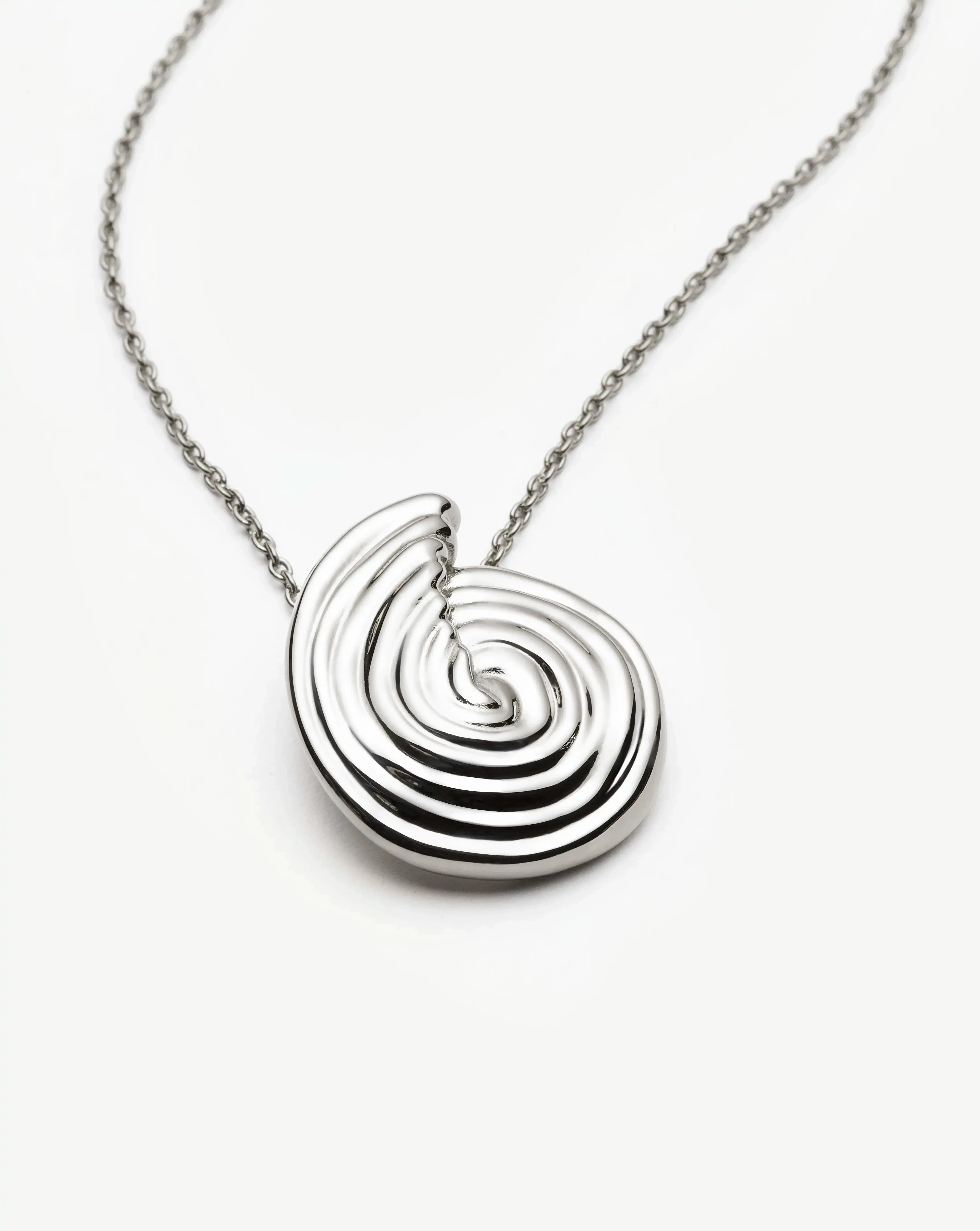 Elegant Spiral Large Pendant Necklace - Silver Plated Women's Jewelry for Party, Wedding & Evening Events