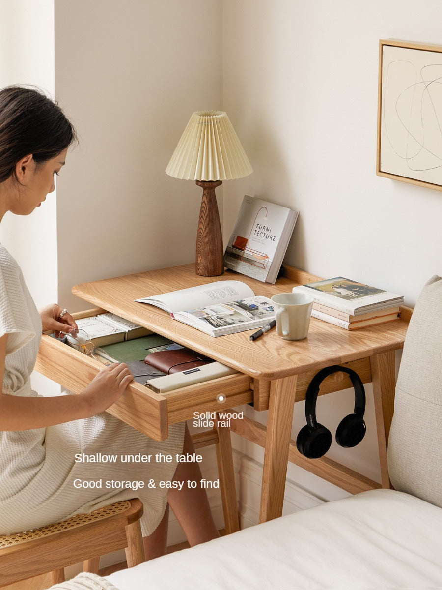 Solid Oak Wood Office Desk - Modern Console Table for Home & Office - Perfect for Workspaces, Living Rooms & Entryways
