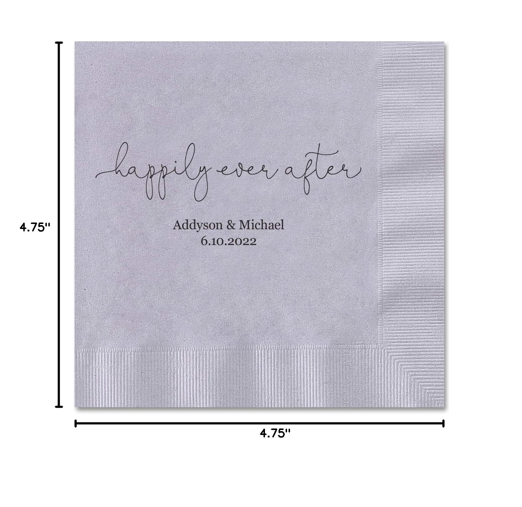 Personalized Beverage Napkins - 100 Silver Grey 3-Ply Cocktail Napkins with Foil Option | 4.75