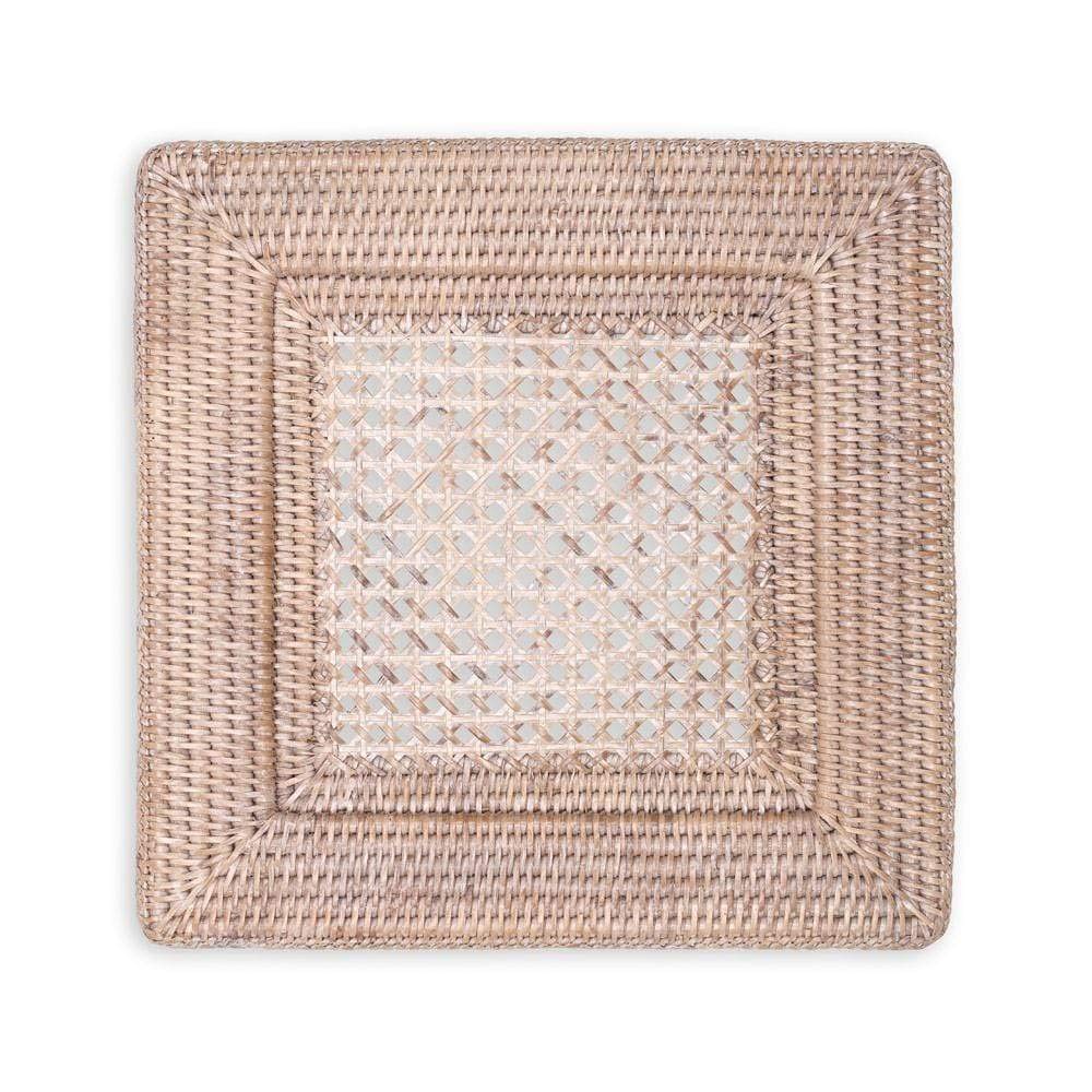 White Natural Rattan Square Plate Charger Set of 2 - Elegant Dinnerware for Wedding, Party, and Home Decor - Perfect for Table Setting and Special Occasions