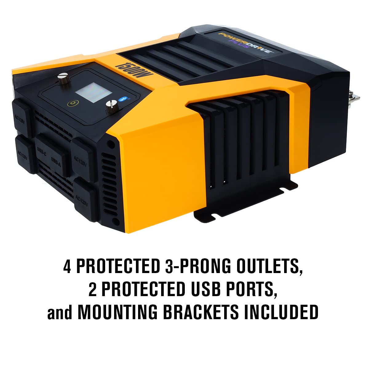 PowerDrive Plus PWD1500P 1500W Pure Sine Wave Power Inverter with Bluetooth Wireless Technology & Remote Control - Perfect for RVs, Camping, Trucks, and Emergency Power Backup