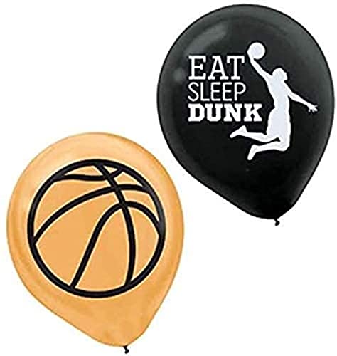 Orange and Black Basketball Latex Balloons - 12 Inch, 6 Pack - Sports Party Decorations for Birthday, Game Day, Graduation & Team Celebrations - Perfect for Indoor & Outdoor Events