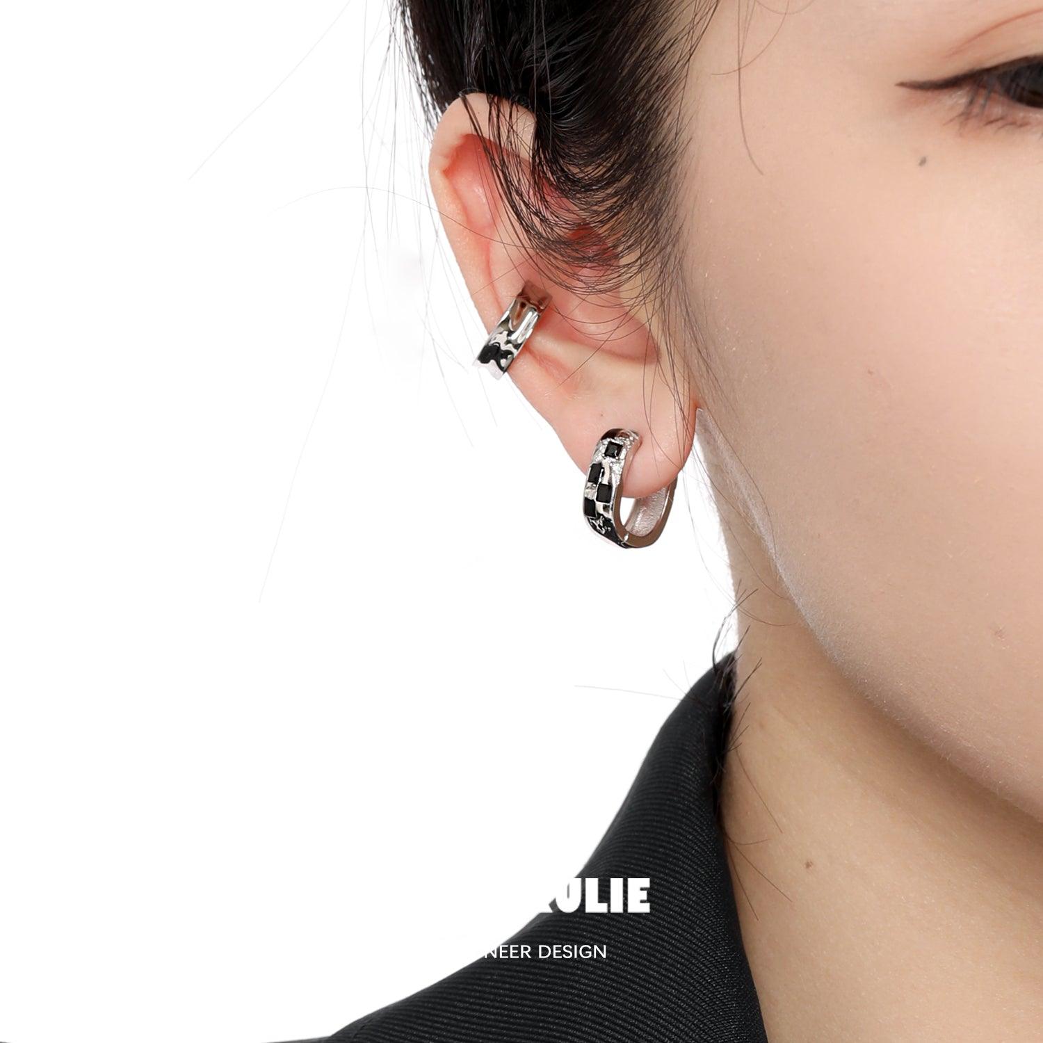 Checkerboard S925 Sterling Silver Earrings for Women - Elegant Geometric Stud Earrings for Daily Wear, Parties & Gifts