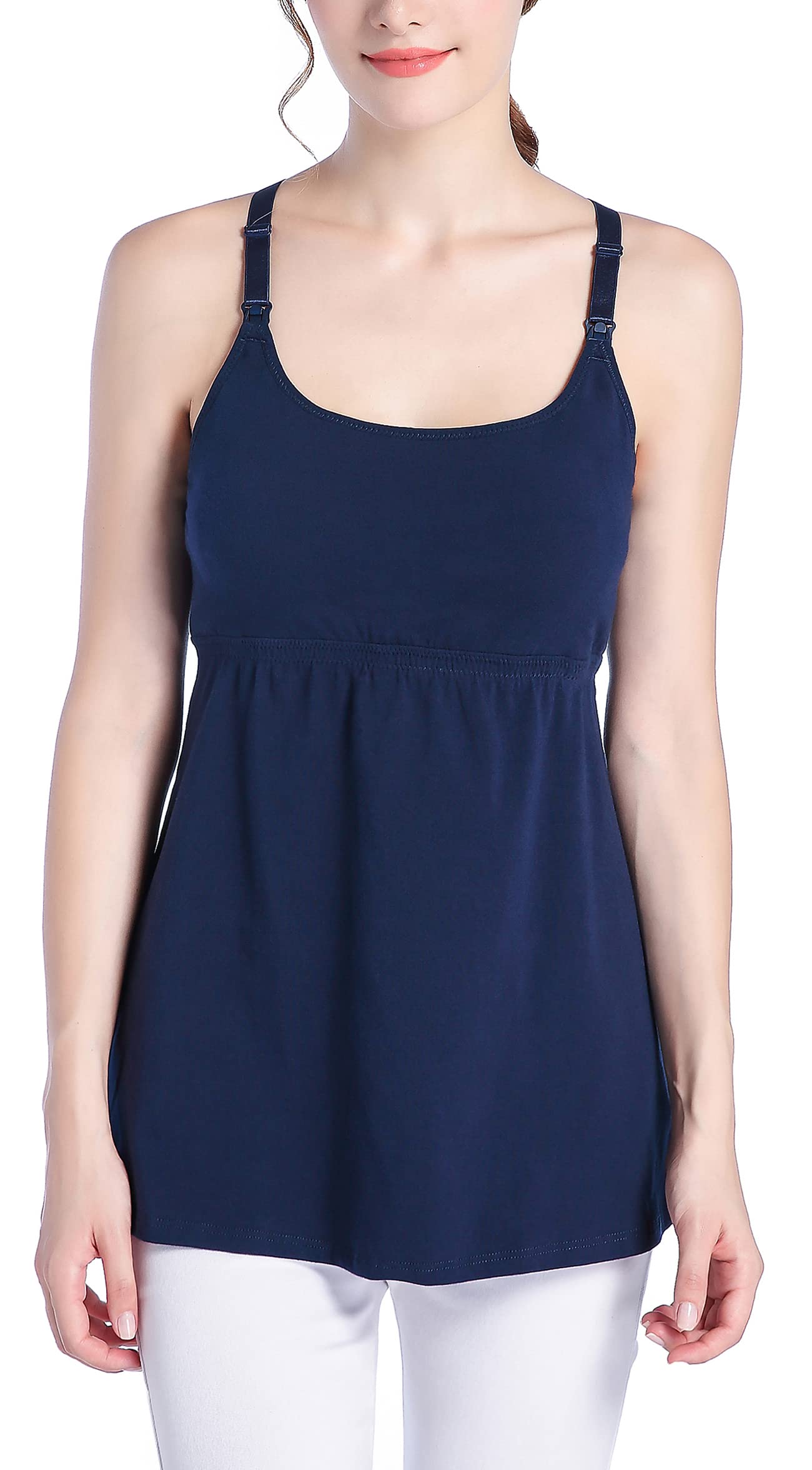 Soft Cotton Nursing Tank Top with Built-in Shelf Bra - Comfortable Maternity Cami for Breastfeeding & Pregnancy - Perfect for Nursing, Lounging & Everyday Wear