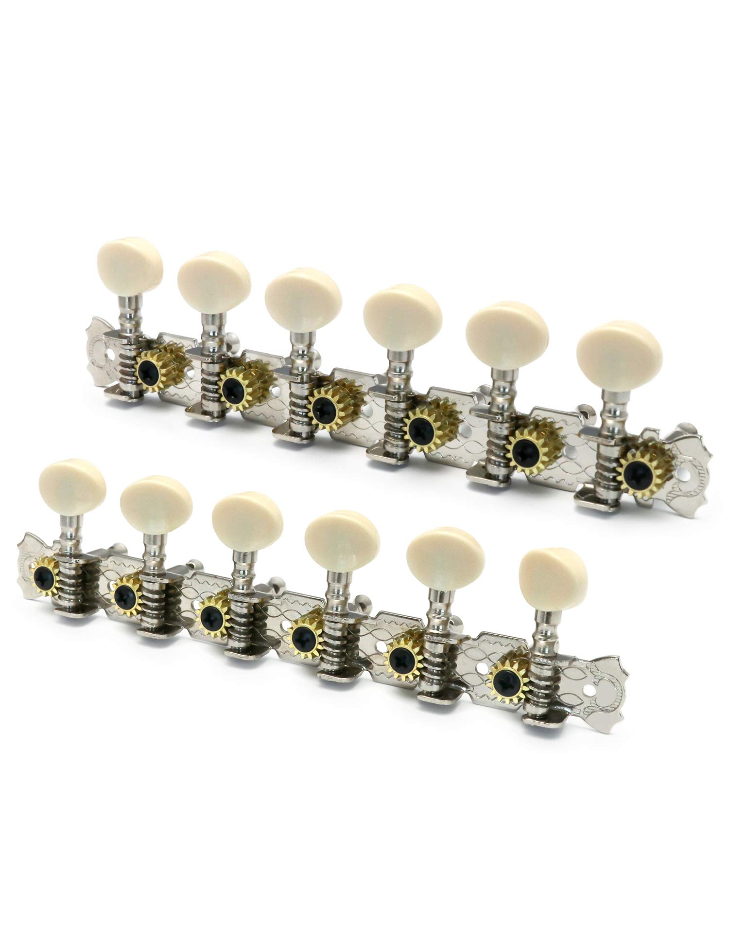 Metallor 12-String Acoustic Guitar Tuning Pegs - Chrome Plated Machine Heads (6L 6R) for Precise Tuning | Perfect for Guitar Maintenance & String Replacement | Ideal for Musicians, Luthiers & Guitar Enthusiasts