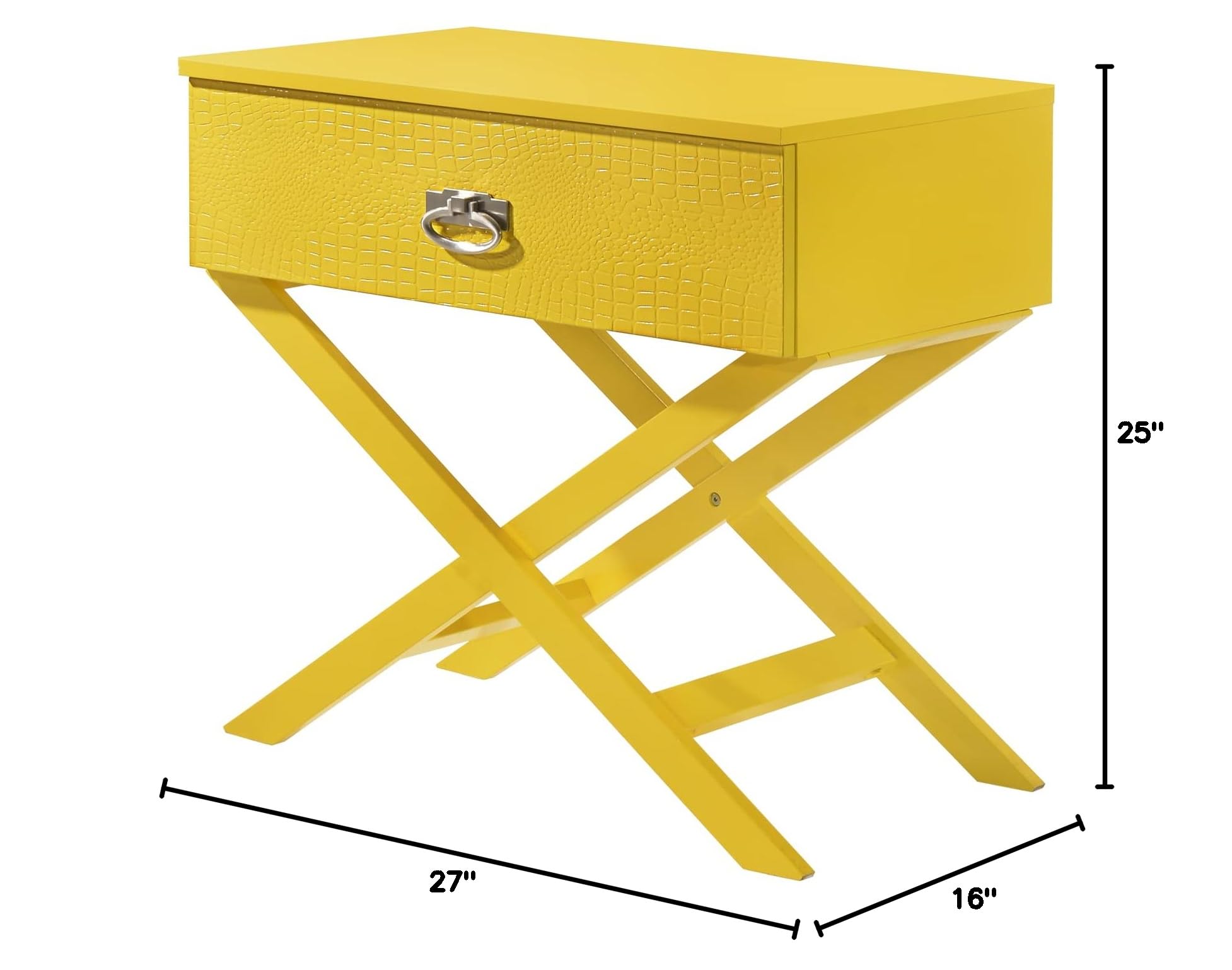 Glory Furniture Xavier Solid Wood 1-Drawer Nightstand in Yellow - Modern Bedside Table for Bedroom, Living Room & Nursery - Compact Storage Solution with Smooth Gliding Drawer