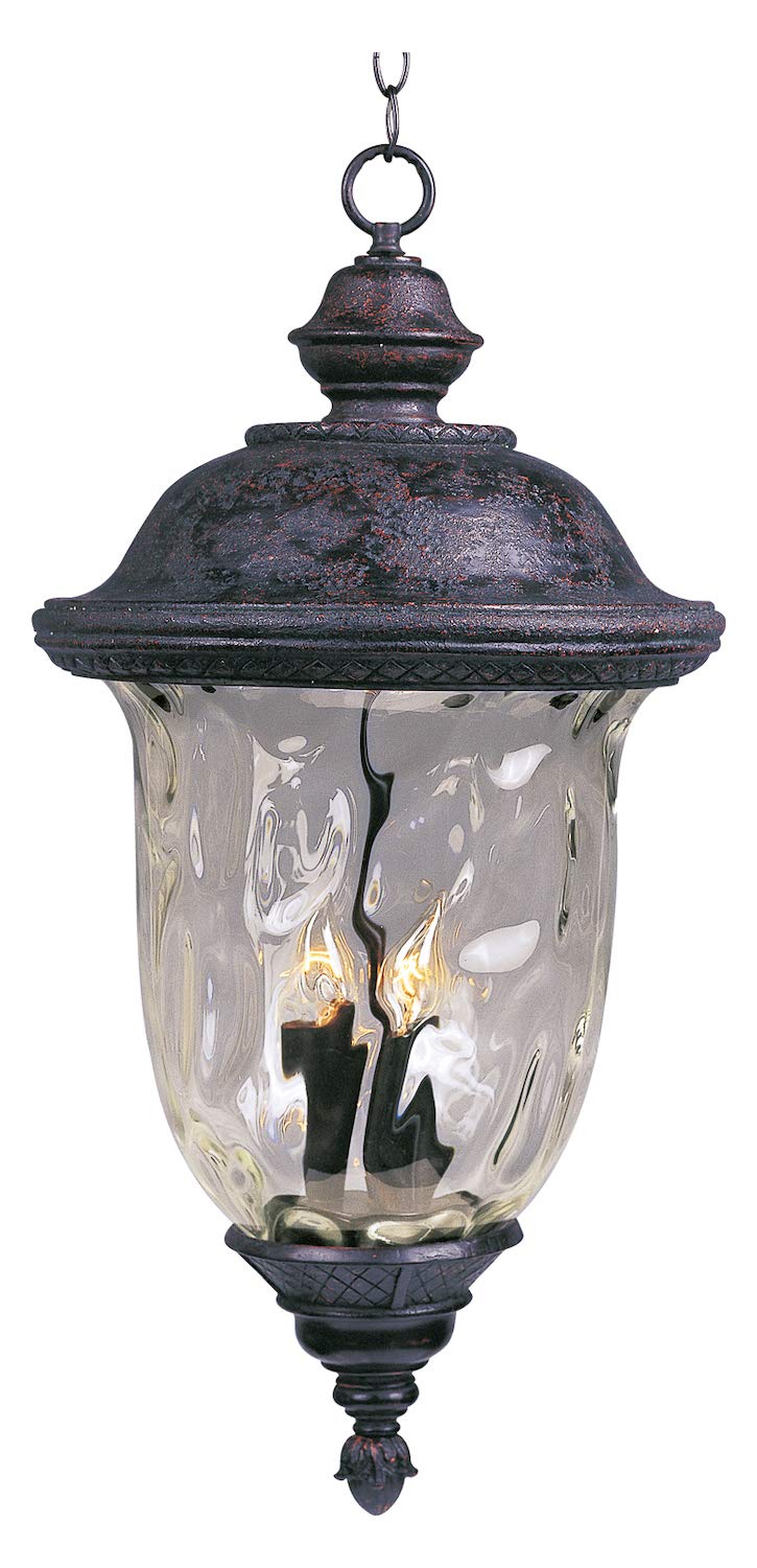 3-Light Oriental Bronze Water Glass Hanging Lantern - Elegant Asian-Inspired Ceiling Light Fixture for Dining Room, Patio, or Garden Decor