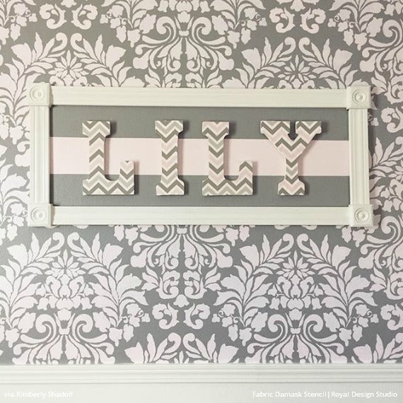 Grand Fabric Damask Wall Stencil - Reusable DIY Painting Template for Home Decor, Accent Walls & Furniture | Perfect for Bedroom, Living Room & Nursery Makeovers