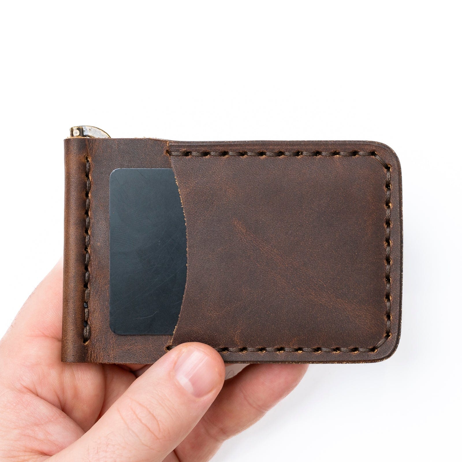 Premium Leather Money Clip Wallet in Heritage Brown - Slim RFID Blocking Bifold for Men | Perfect for Travel, Business & Everyday Carry