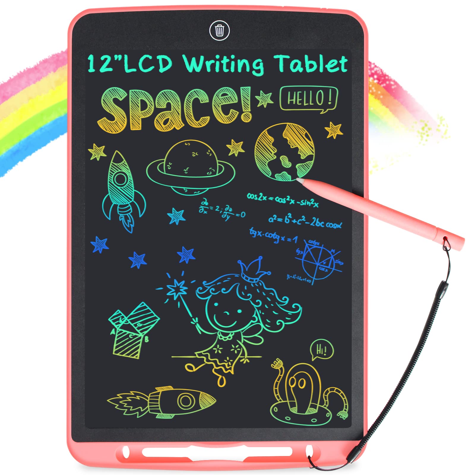LUOWAN LCD Writing Tablet for Girls Age 3-7 - Color Doodle Board, Educational Learning Toy, Birthday Gift for 3 4 5 6 Year Old Girls - Perfect for Kindergarten, Home & Travel Activities (Pink)