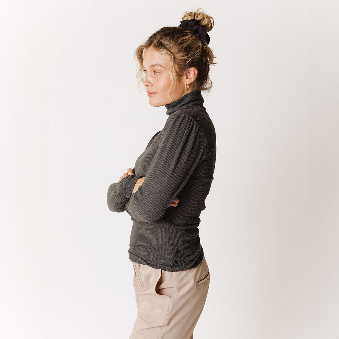 Sydney Women's Turtleneck Sweater - Soft Charcoal Knit Pullover for Fall & Winter | Cozy Office Wear & Casual Outfits