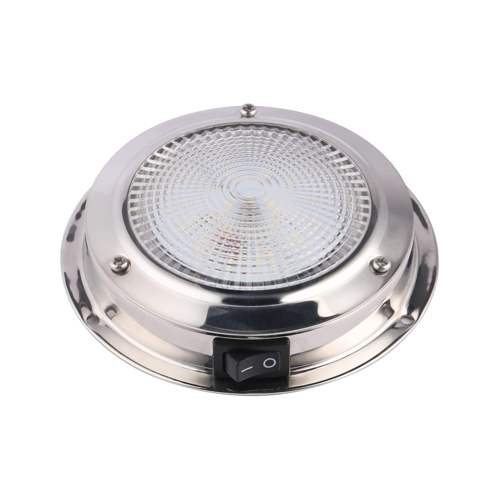 12V Marine Dome LED Boat Cabin Light - Stainless Steel Surface Mount with Switch (6.0 Inches) | Waterproof Interior Lighting for Yachts, Ships & Boats | Perfect for Galley, Head & Sleeping Quarters