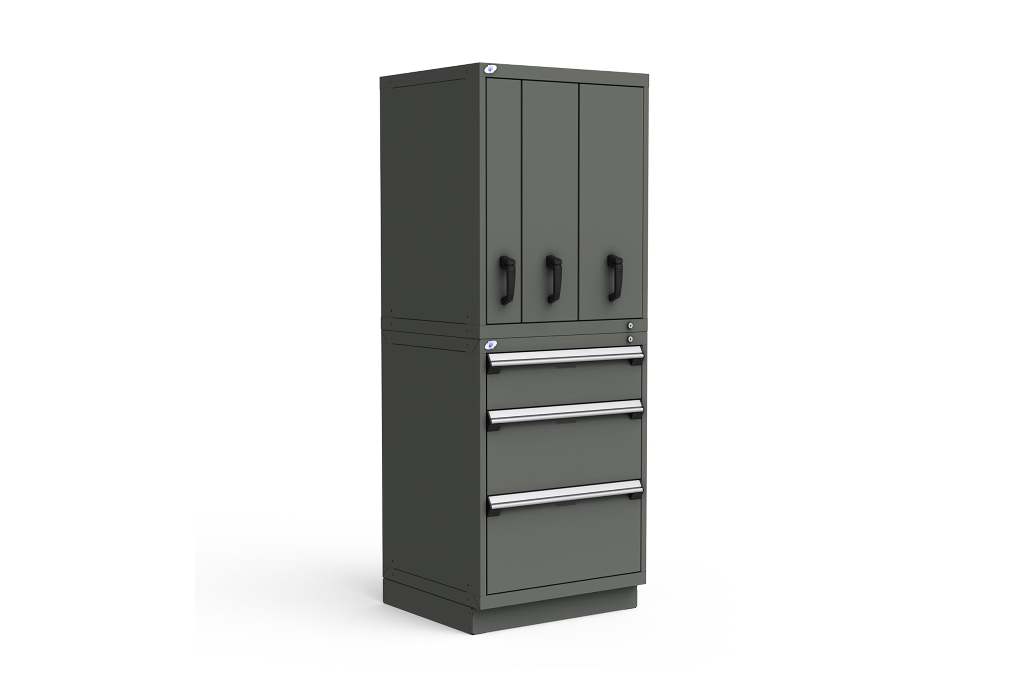 Rousseau R2V 3 Drawer Storage Cabinet - Heavy Duty Metal Tool Chest for Garage, Workshop & Industrial Organization