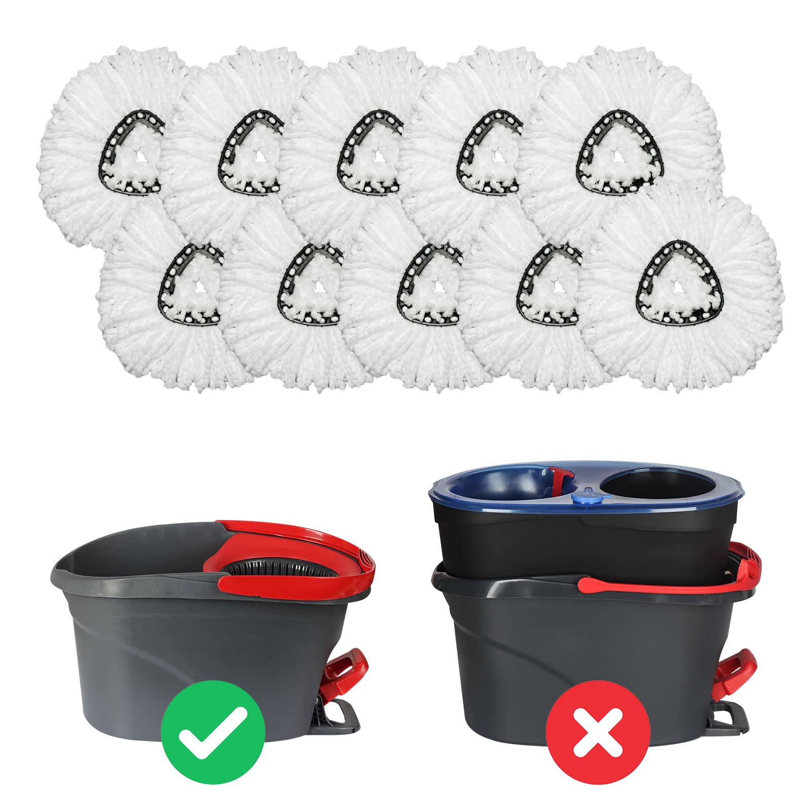 10 Pack EasyWring Spin Mop Replacement Heads - Compatible with O Cedar & Microfiber Spin Mops, Durable Mop Refills for Effortless Floor Cleaning - Perfect for Kitchen, Bathroom, and Hardwood Floors