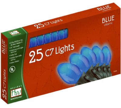 Blue Ceramic Christmas Lights Set - 25 Count LED String Lights for Indoor & Outdoor Holiday Decorations, Tree, Party, and Home Decoration