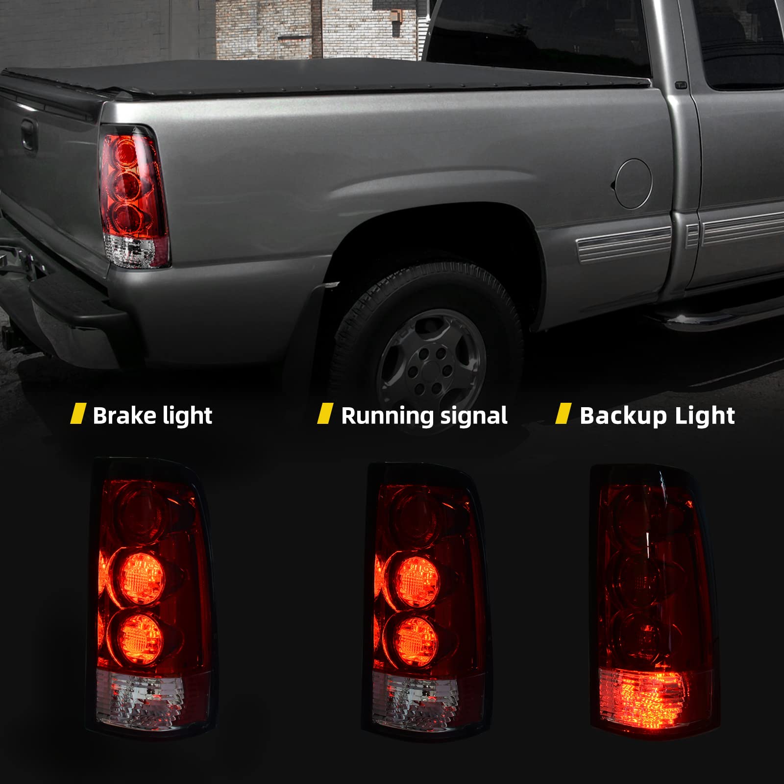 DWVO Replacement Headlight Assembly & Tail Lights Compatible with 1999-2002 Chevrolet Silverado 1500/2500, 2001-2002 Silverado 1500 HD/2500 HD/3500 - Black Housing - Perfect for Night Driving & Off-Road Adventures