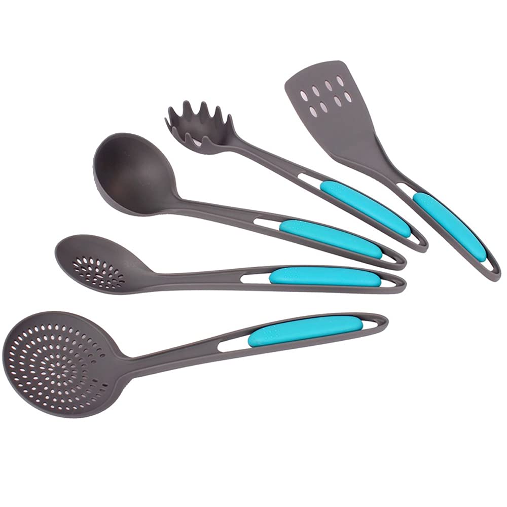 5-Piece Nylon Kitchen Utensil Set - Heat-Resistant Cooking & Serving Tools for Baking, Grilling, and Food Prep - Perfect for Home Chefs & Outdoor BBQs