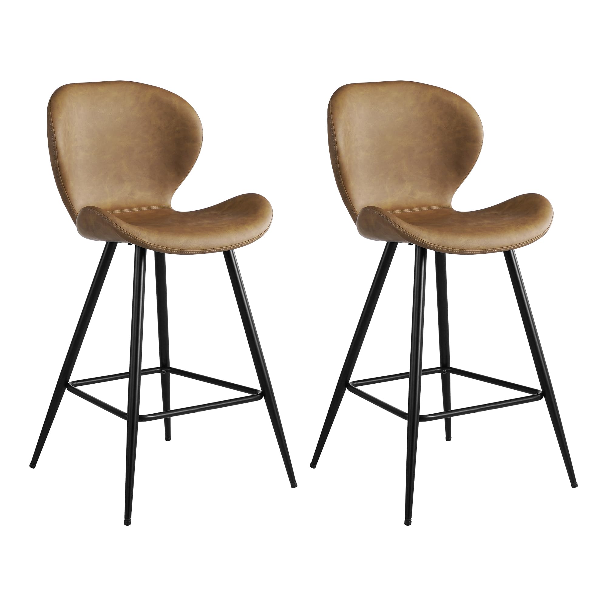 KithKasa Set of 2 Modern Counter Height Bar Stools with Back - 26
