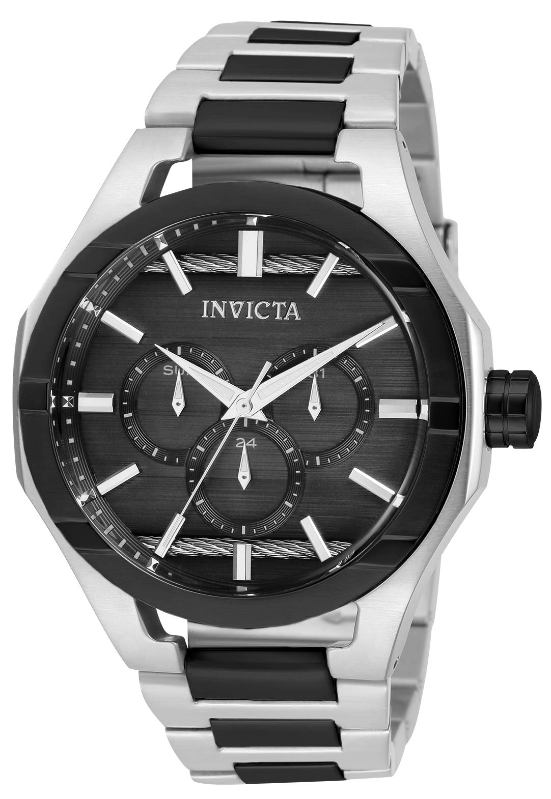 Invicta Men's Bolt Quartz Watch - Stainless Steel Strap, Silver & Black Dial, 26mm Case - Model 31828 | Water Resistant, Durable for Everyday Wear, Business & Casual Occasions