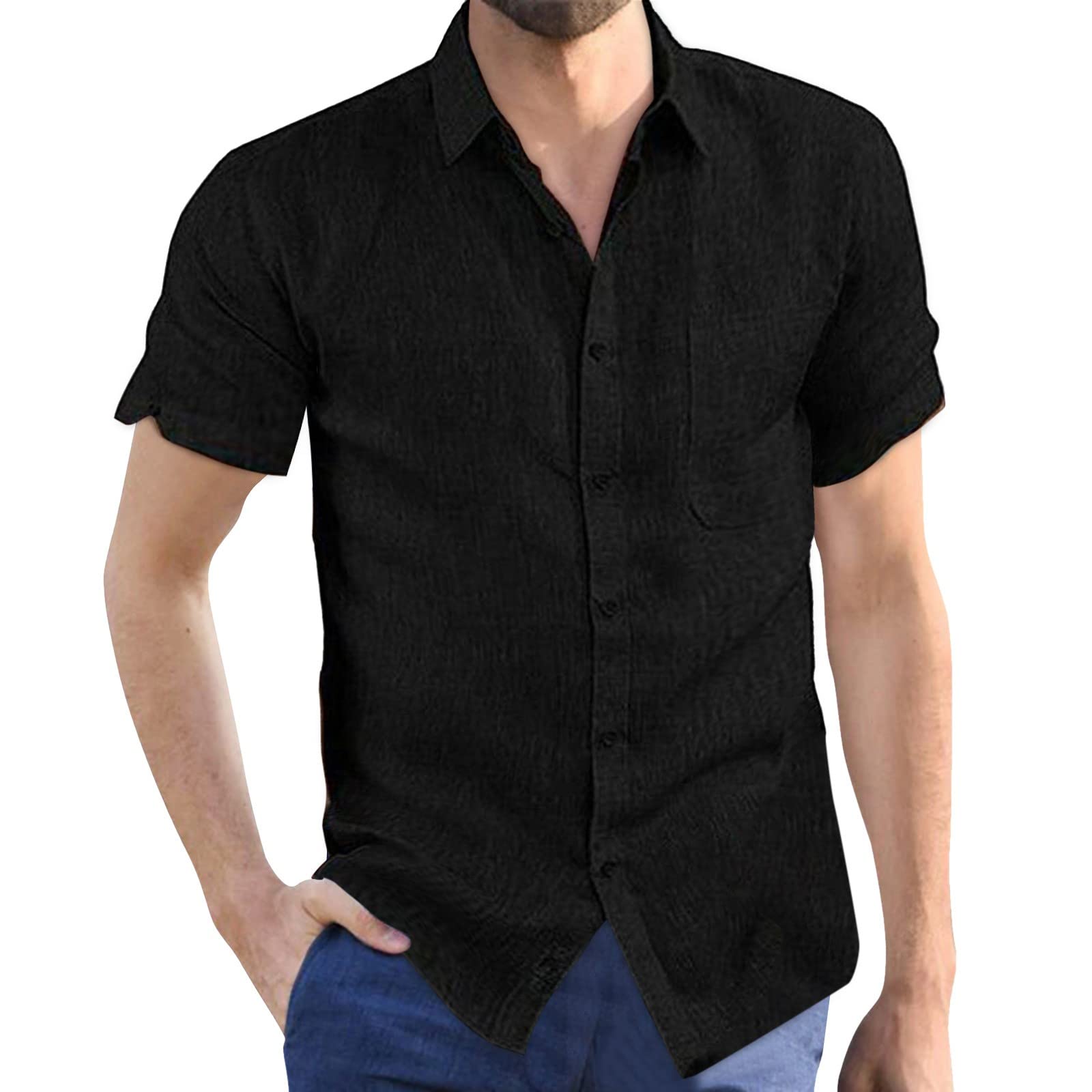 Men's Short Sleeve Loose Fit T-Shirt & Cardigan Set - Breathable Cotton Casual Shirt for Outdoor Activities, Work, and Everyday Wear