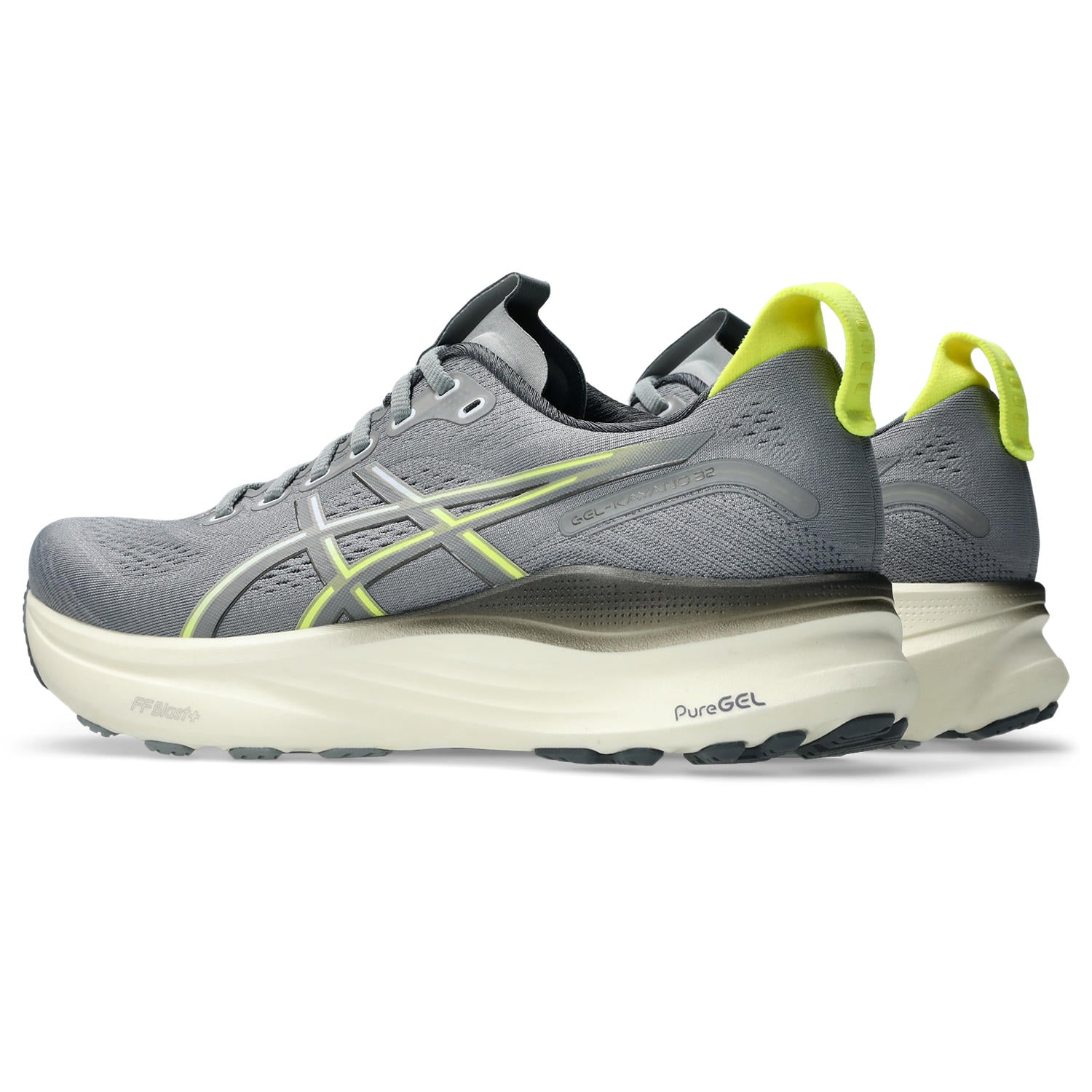 ASICS Men's GEL-Kayano 32 Running Shoes - Gravel/Citron (021) | Stability & Cushion for Road Running, Jogging, and Marathon Training