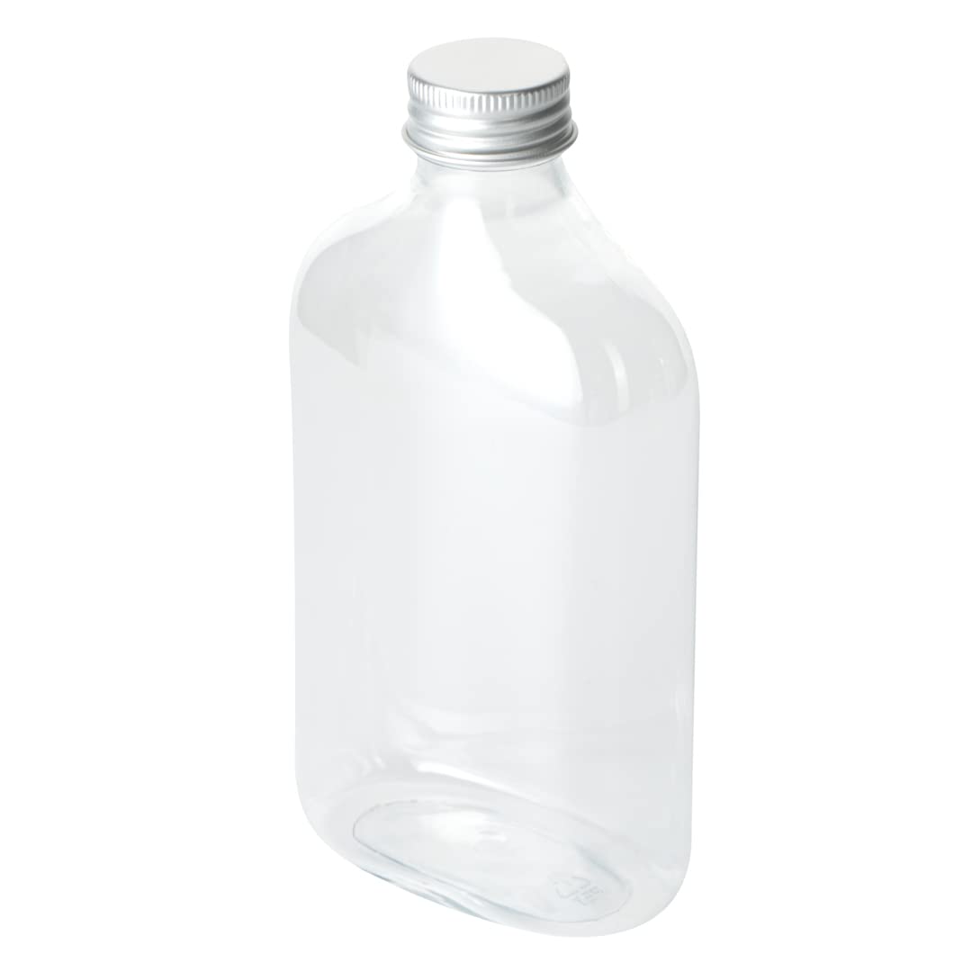 Restaurantware Bottle Tek 10oz Empty Plastic Liquor Bottles (100-Pack) with Aluminum Lids - Clear Disposable Flasks for Juice, Ginger, Sauces & Party Favors | Perfect for Bars, Catering & DIY Cocktail Kits