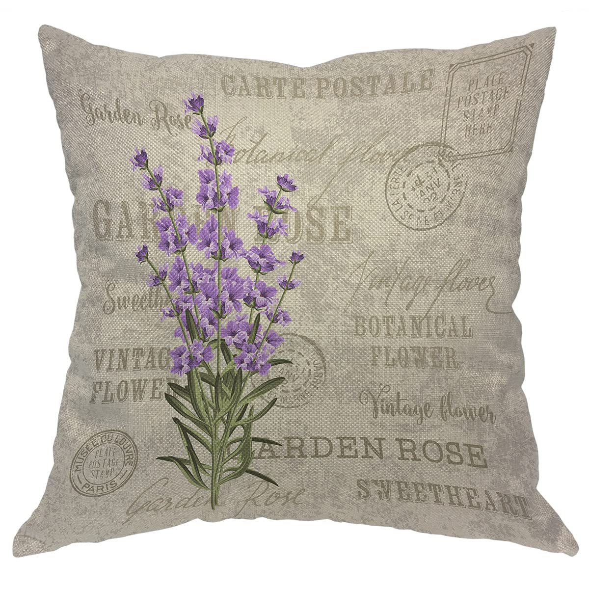 WONDERTIFY Lavender Throw Pillow Covers - Elegant Vintage Floral Cushion Case for Couch, Bed & Sofa (18x18 Inch) - Perfect for Living Room Decor, Bedroom Accent & Home Staging