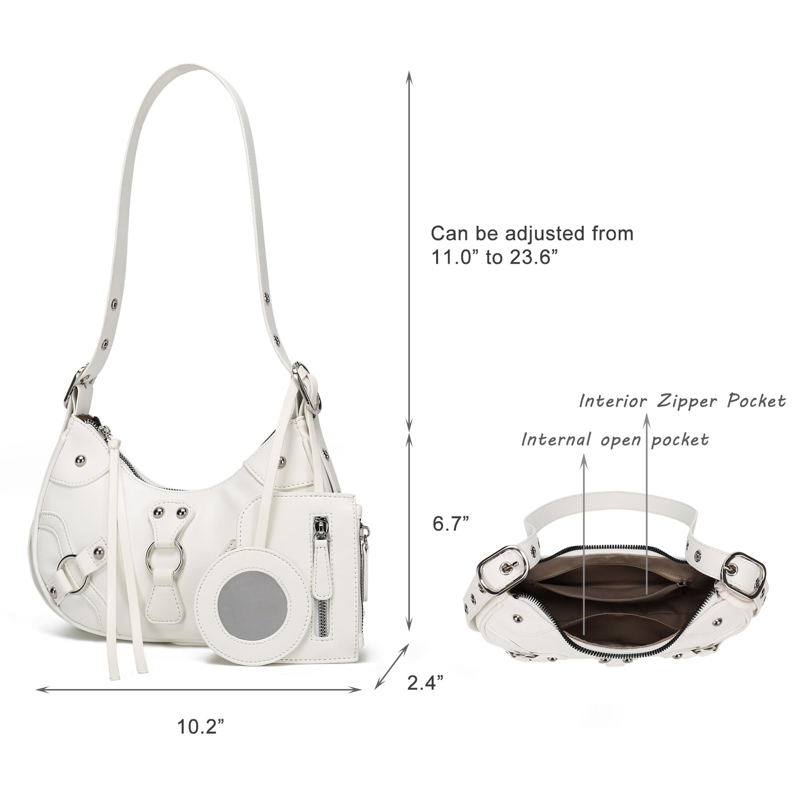 CATMICOO Y2K Shoulder Bag - Cute 90s Punk Underarm Purse for Women | Vintage Aesthetic Crossbody Bag | Perfect for Concerts, Raves & Streetwear Fashion