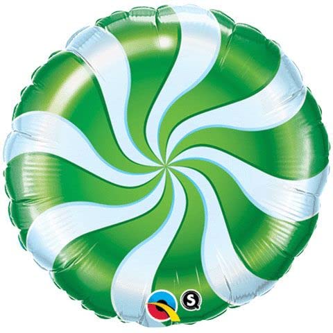 Qualatex 18 Inch Candy Swirl Green Latex Balloons - Perfect for Birthday Parties, Baby Showers & Wedding Decorations