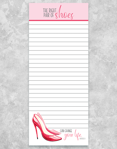 Cinderella Shoes Shopping List Notepads - Elegant Disney Princess Design for Grocery Lists, To-Do Notes & Gift Ideas - Perfect for Disney Fans, Bridal Showers & Party Planning