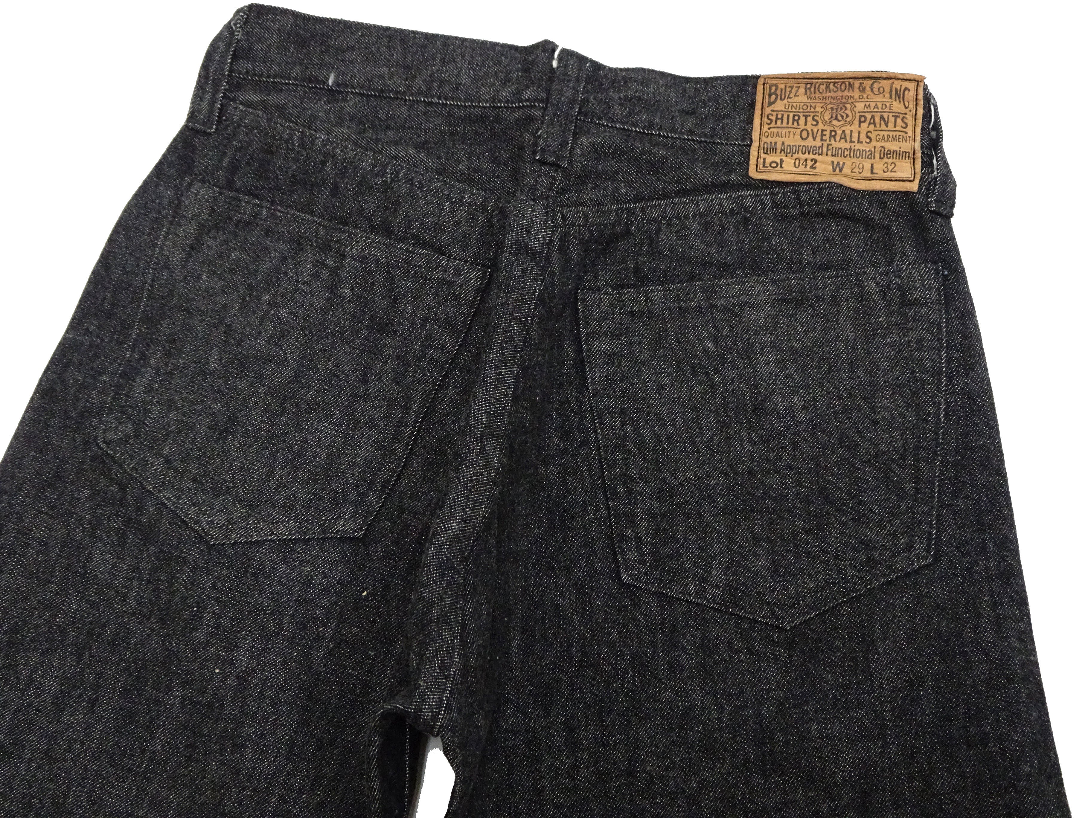 Buzz Rickson BR43042 Men's Black Denim Jeans - William Gibson Collection WWII Style Classic Straight Fit 13.6oz Pants (One Wash) - Perfect for Vintage Fashion, Casual Wear & Historical Reenactments